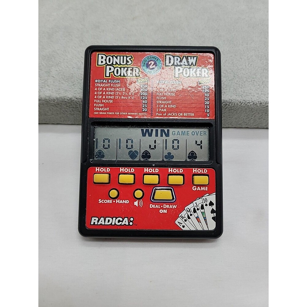 Radica Bonus Draw Poker Electronic Handheld Card Game Travel 517 CS2BA Works